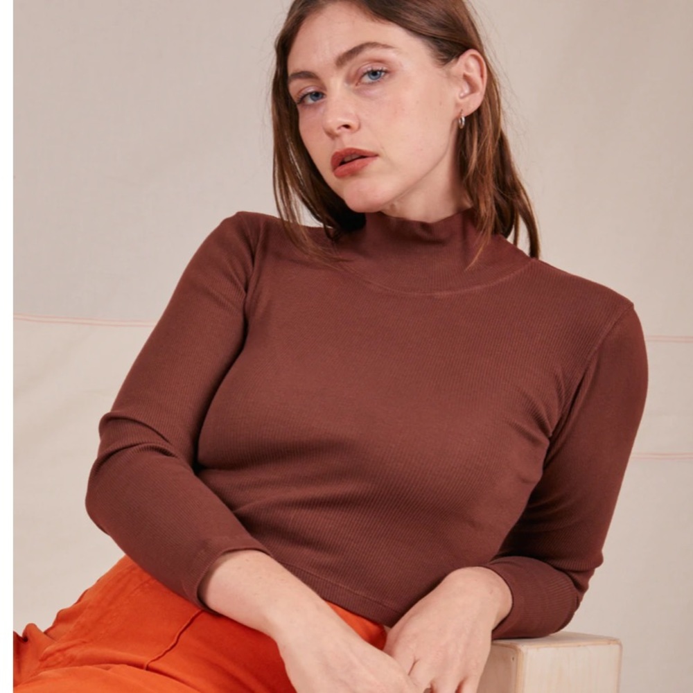 Chocolate brown turtleneck crop